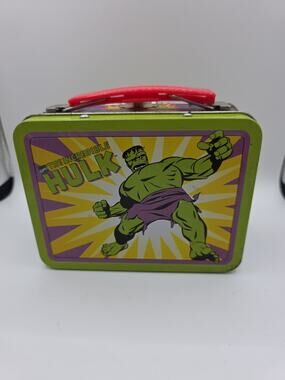 The Incredible Hulk Marvel Comics Mini Lunchbox Tin Box 1998 90's ~5.5" x 4.25"